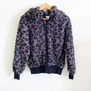 Olivia Sky gray sherpa fleece zip up bomber jacket